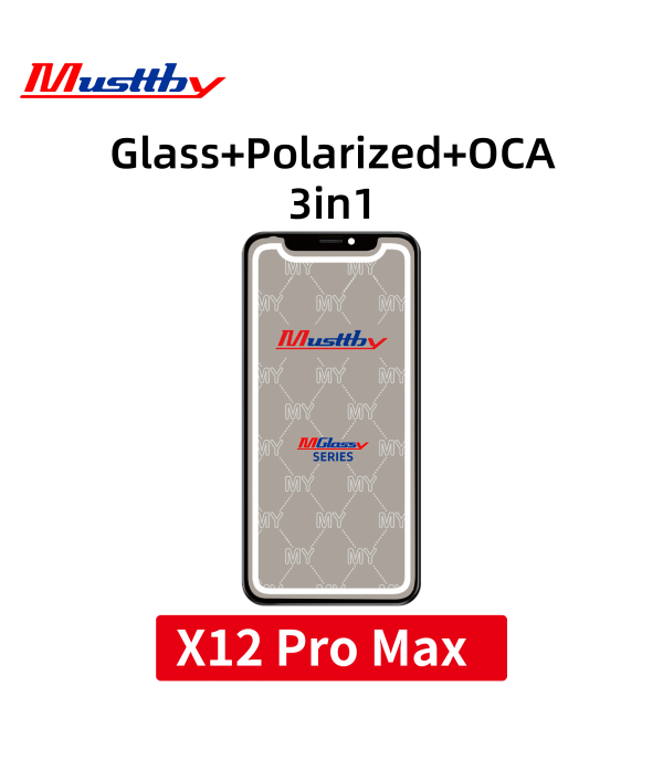 Стекло для переклейки iPhone 12 Pro Max + OCA + Polarized film Musttby MyGlass 1:1